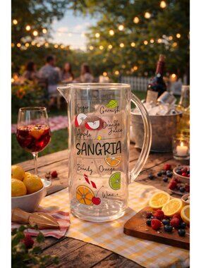 New Large Clear Beverage Plastic Pitcher Sangria Spring Summer Party BBQ